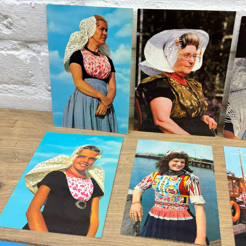 Collection of Antique The Netherlands Folklore Costume with Dutch Woman photocards - High Quality Photo paper a.o. – Holland Traditional Culture Costume Embroideries