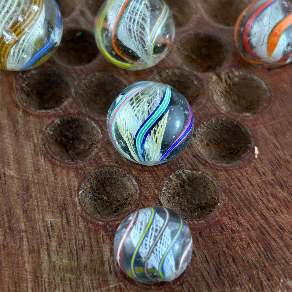 Collection of 5 Antique Latticino Core Swirls marbles  - Handmade German glass marble