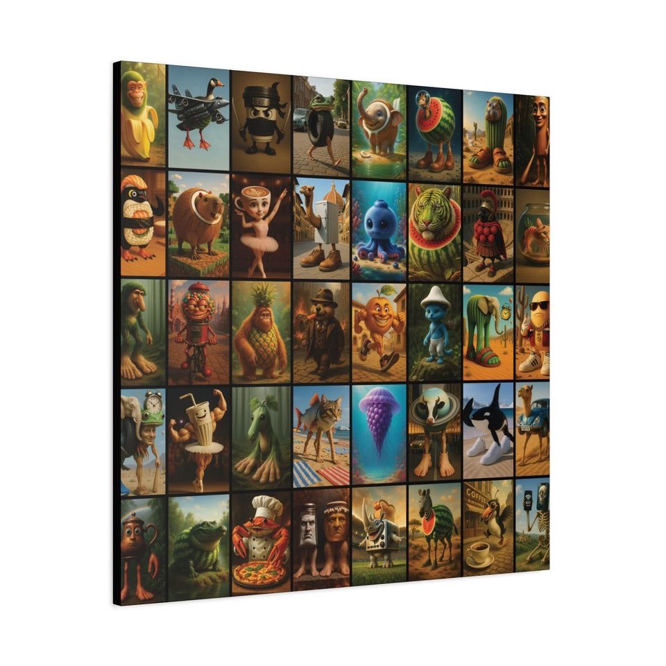 Brain Rot Characters Canvas Collage – Premium Square Canvas