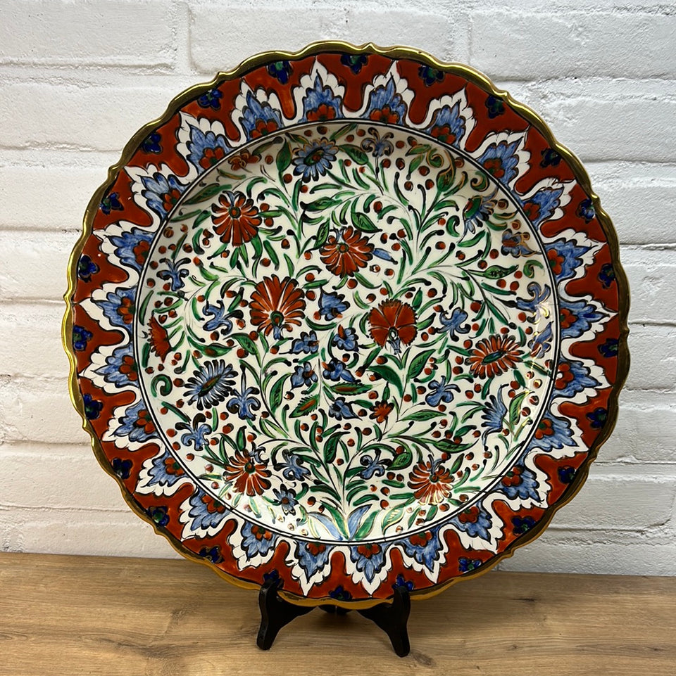 Large floral hand painted ceramic plate (Greece)