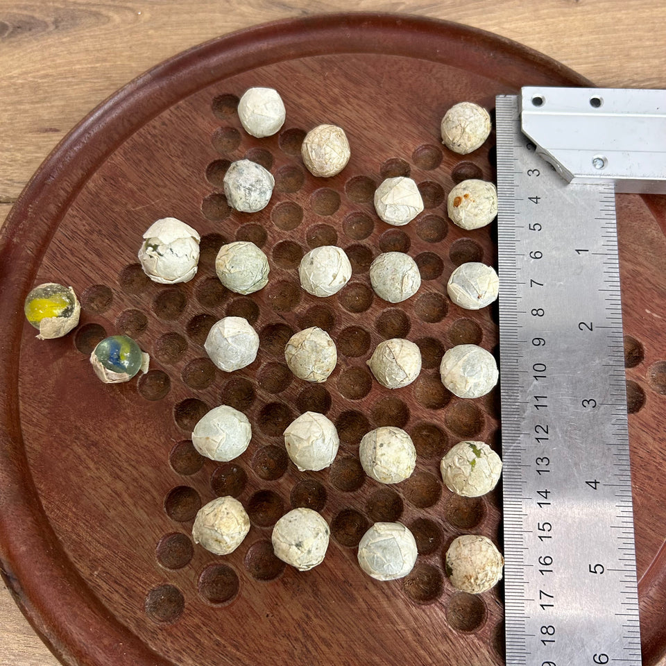 Antique Marbles in original paper packaging - set of 3