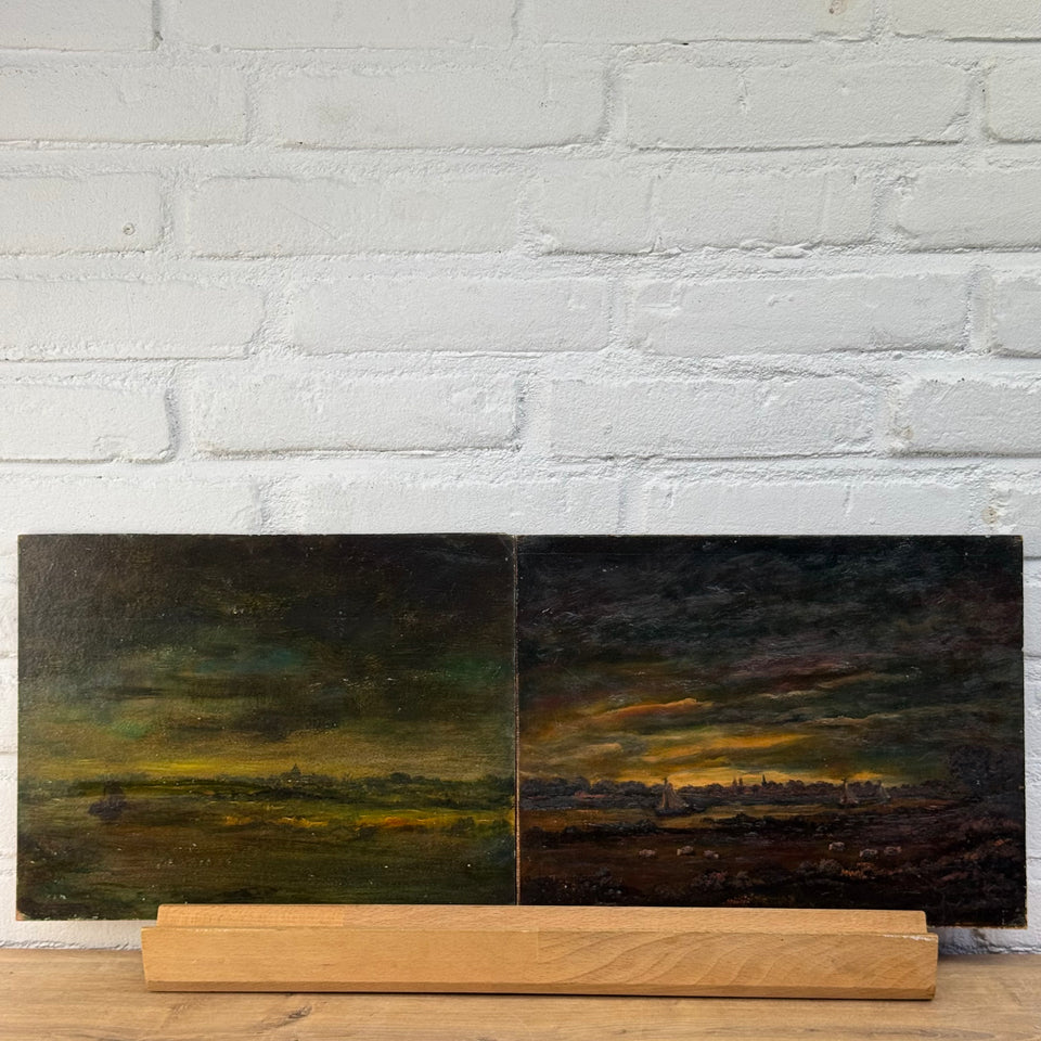 Duo painting - Holland after sunset - Oil paintings by Jan Bakker