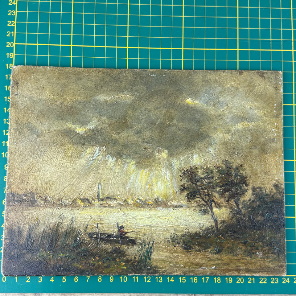 Landscape Dutch clouds - Oil painting by Jan Bakker