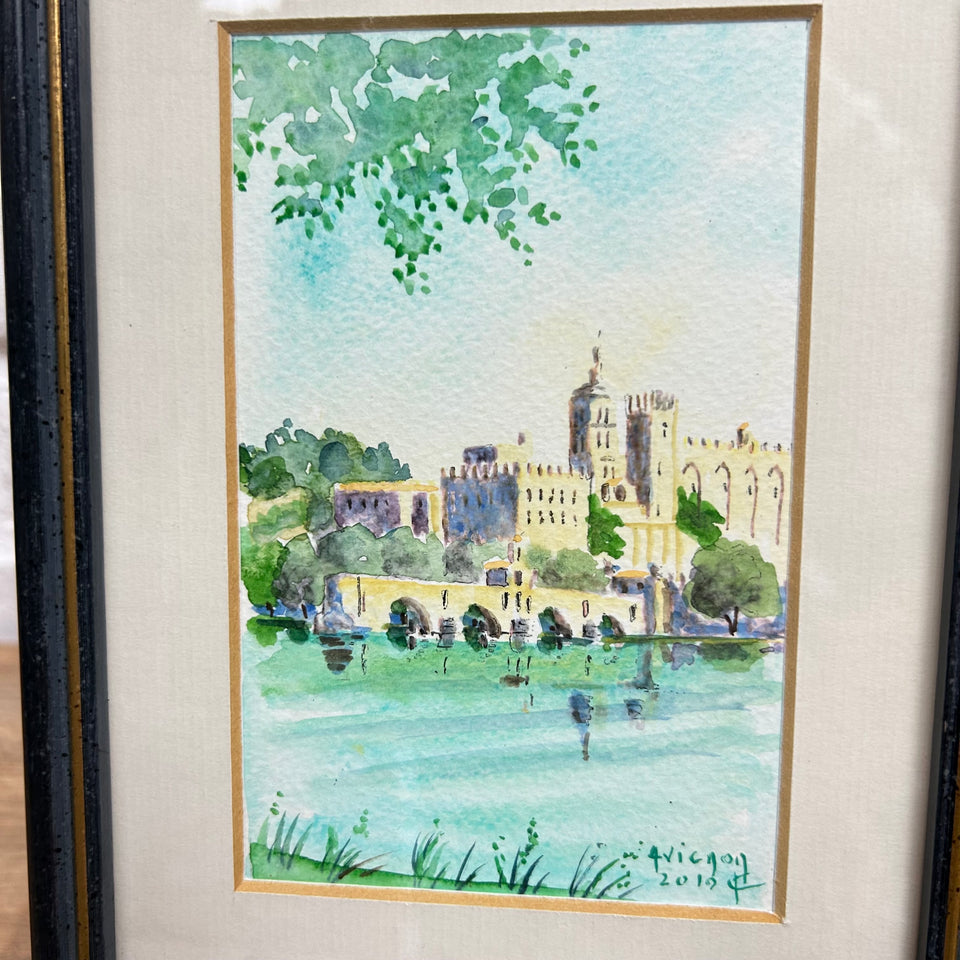 Original Watercolor Avignon France City view