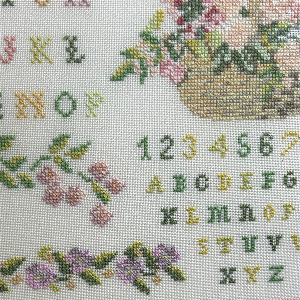 Vintage Colorful Alphabet Sampler - Embroidery - Cottonwork - Framed