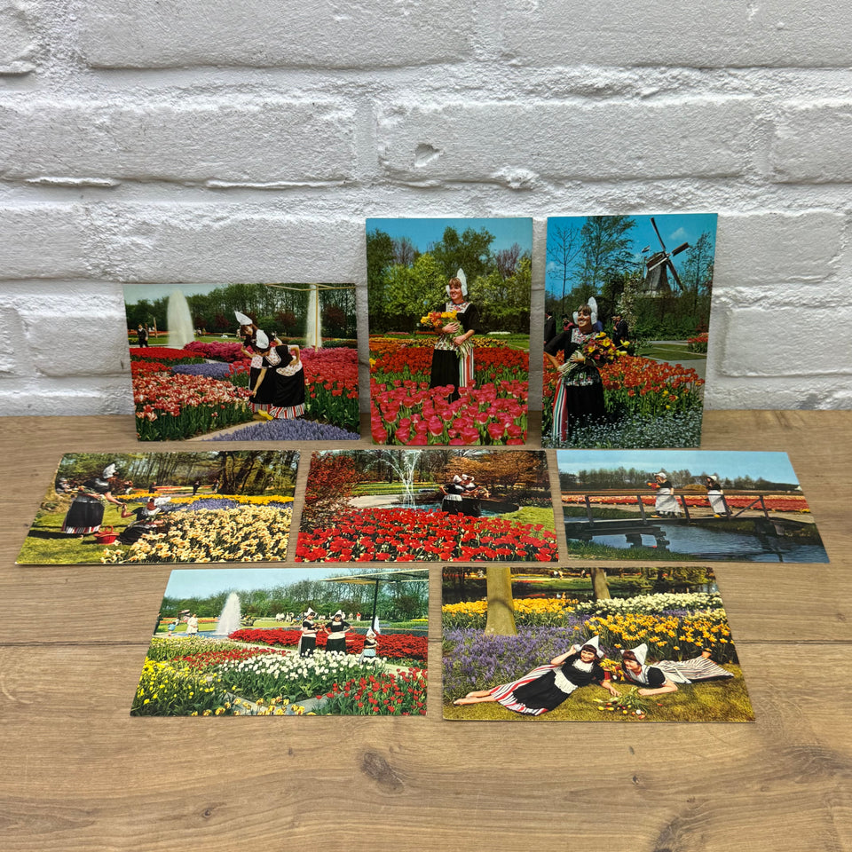 Vintage Keukenhof Flowers Holland postcards - Collection of Dutch Folklore Costume photo cards – Holland’s Traditional Culture Costumes