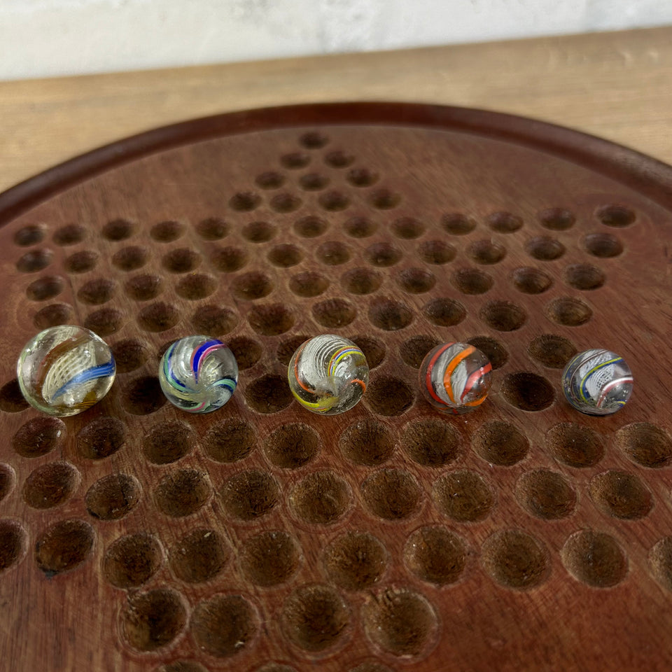 Collection of 5 Antique Latticino Core Swirls marbles - Handmade German glass marble