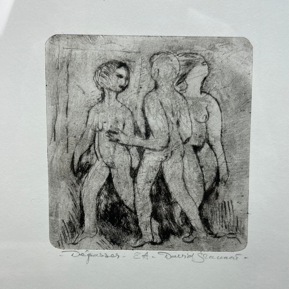 Dépasser E.A. Etching of three nude persons