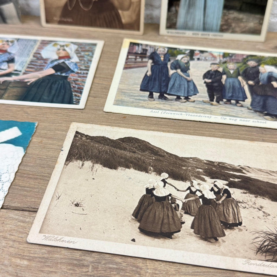 Collection of Antique Dutch Folklore Costume photocards - High Quality Photo paper a.o. – Holland Traditional Culture Costume Embroideries
