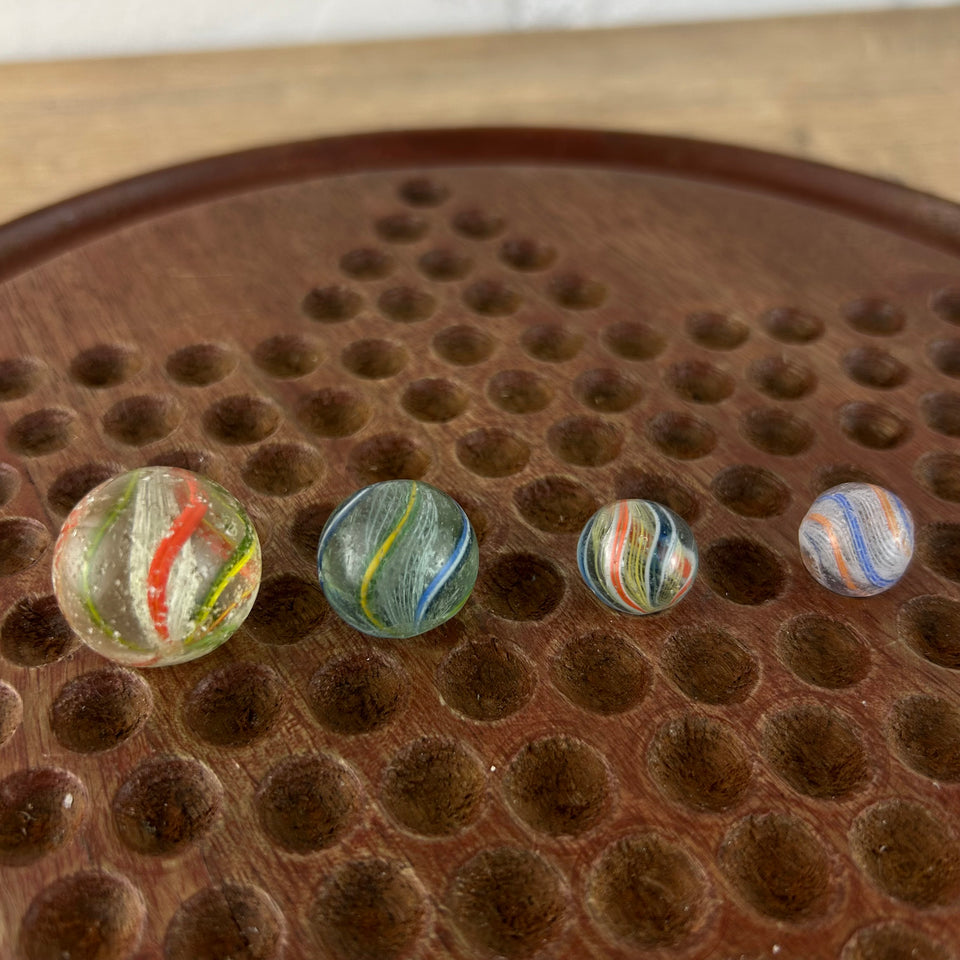 Collection of 4 Antique Latticino Core Swirls marbles - Handmade German glass marbles