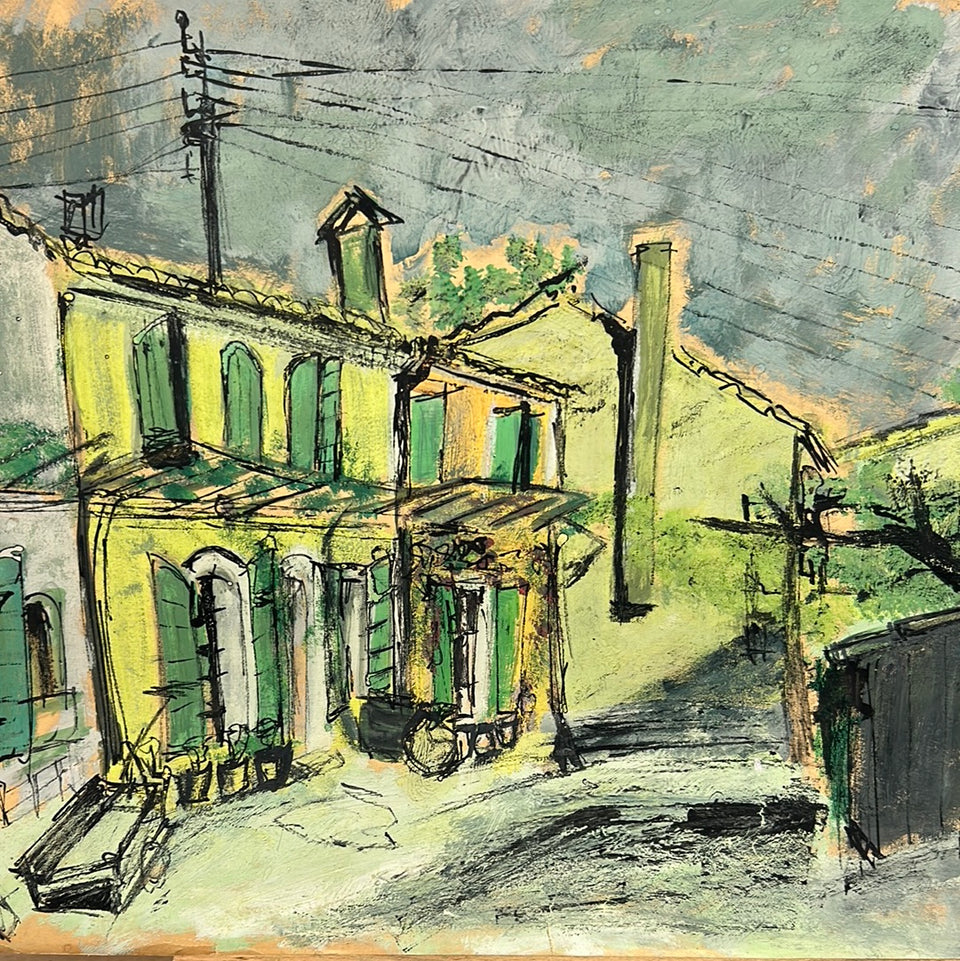 Colorful street scene - Artwork by Dini Henkes (1935-2022)