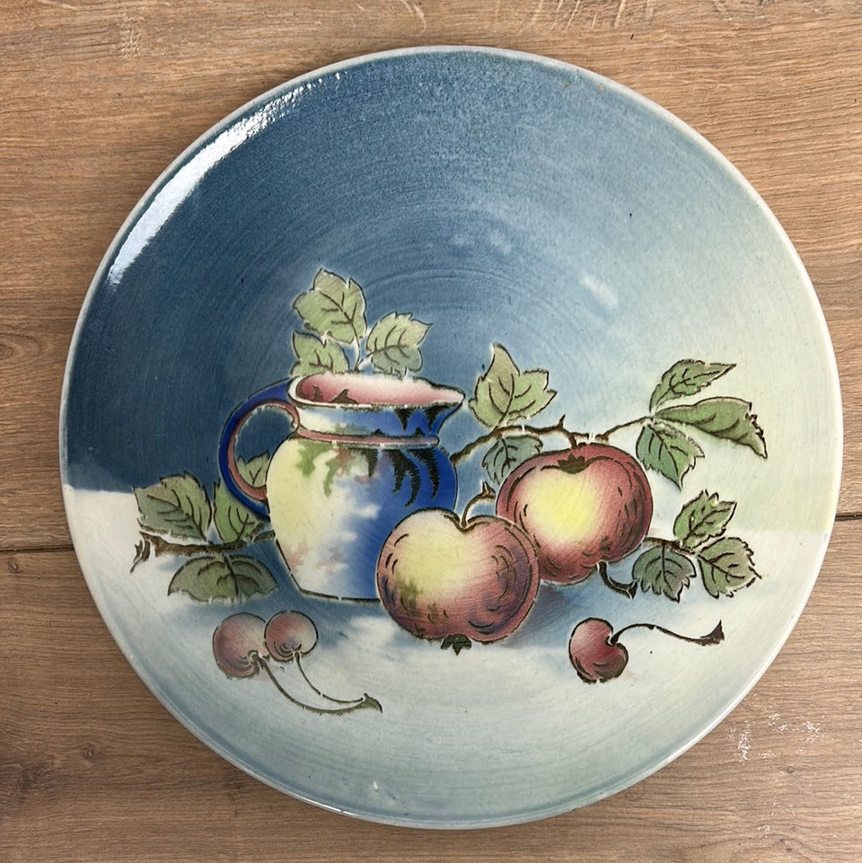 Large ceramic plate with fruit still life - wall hanging
