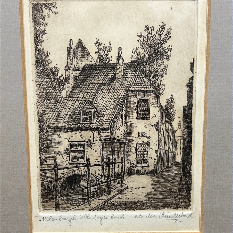 Den Bosch etching print “Uilenburgh ‘s Hertogenbosch” by van der Woerd