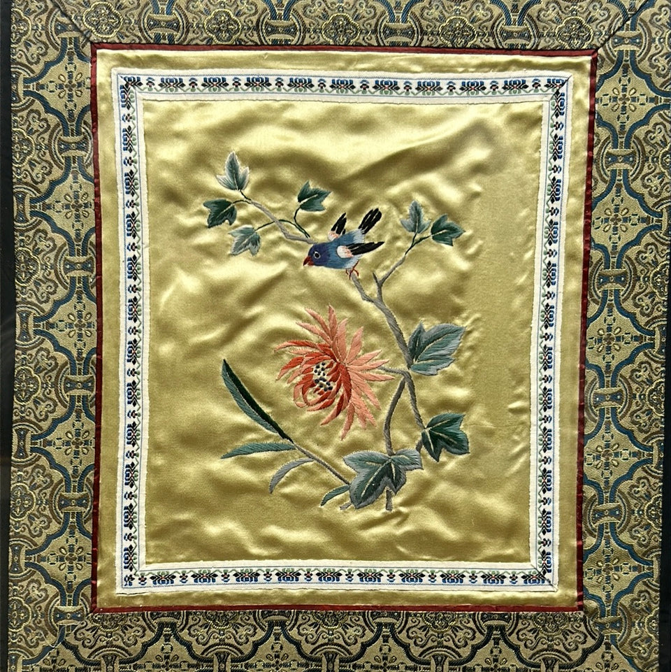 2 Asian Silk Cotton works - Birds & Flowers