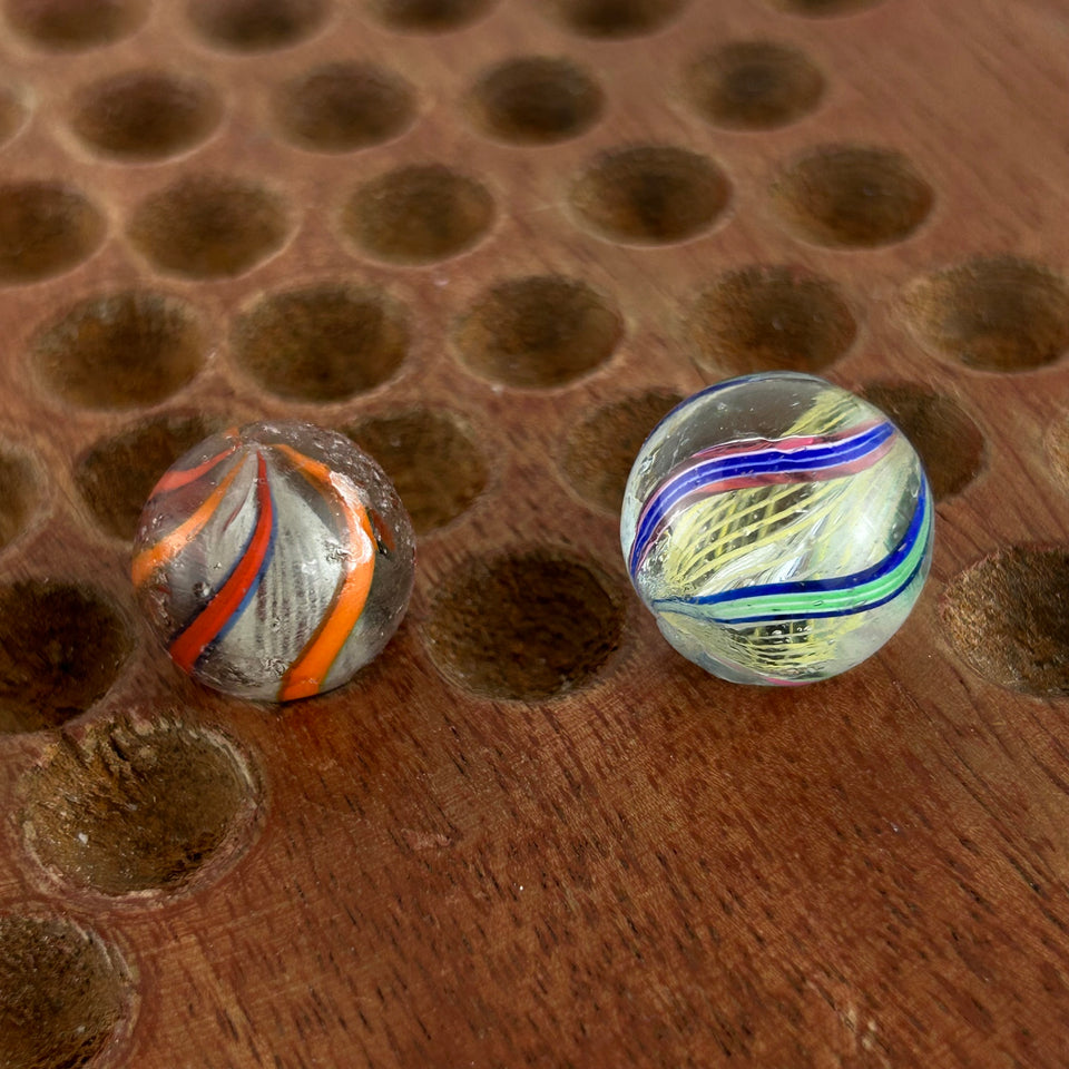 Collection of 5 Antique Latticino Core Swirls marbles - Handmade German glass marble