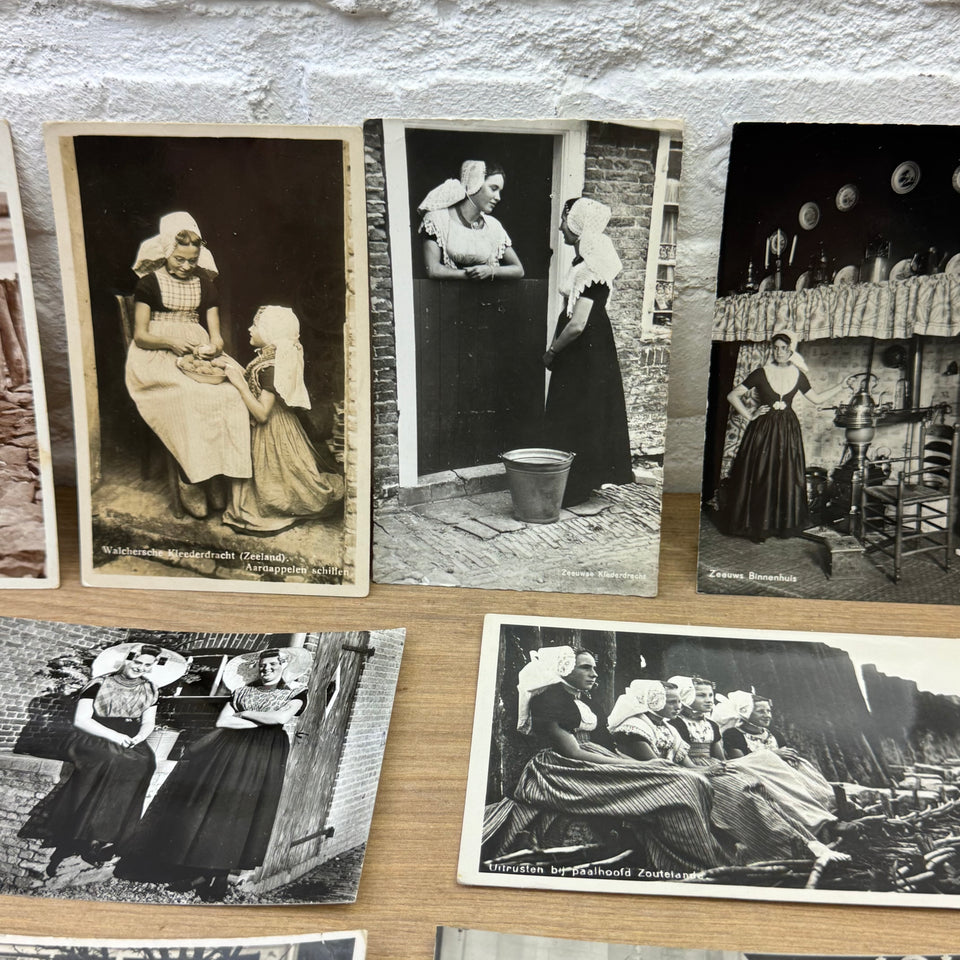 Collection of Antique B&W Holland’s Folklore Costume photocards - High Quality Photo paper a.o. – Holland Traditional Culture Costume Embroideries