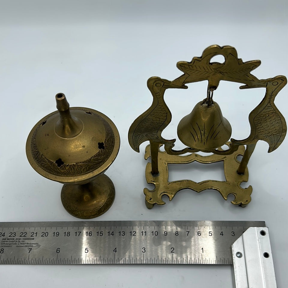 Copper Incense burner and engraved bell