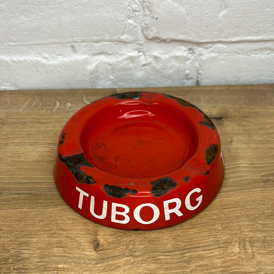 Vintage red Enamel Tuborg Ashtray