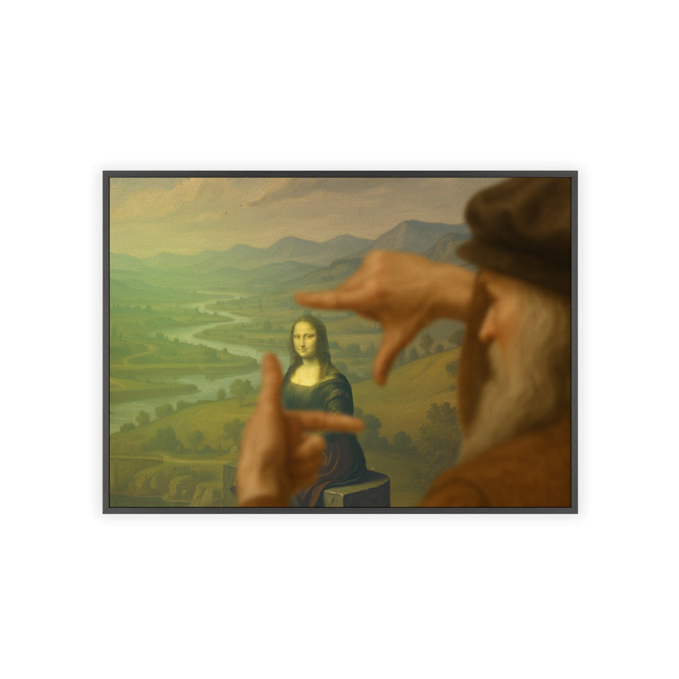 "Mona Lisa - Framed by da Vinci"— Classic Art Print with Wooden Frame