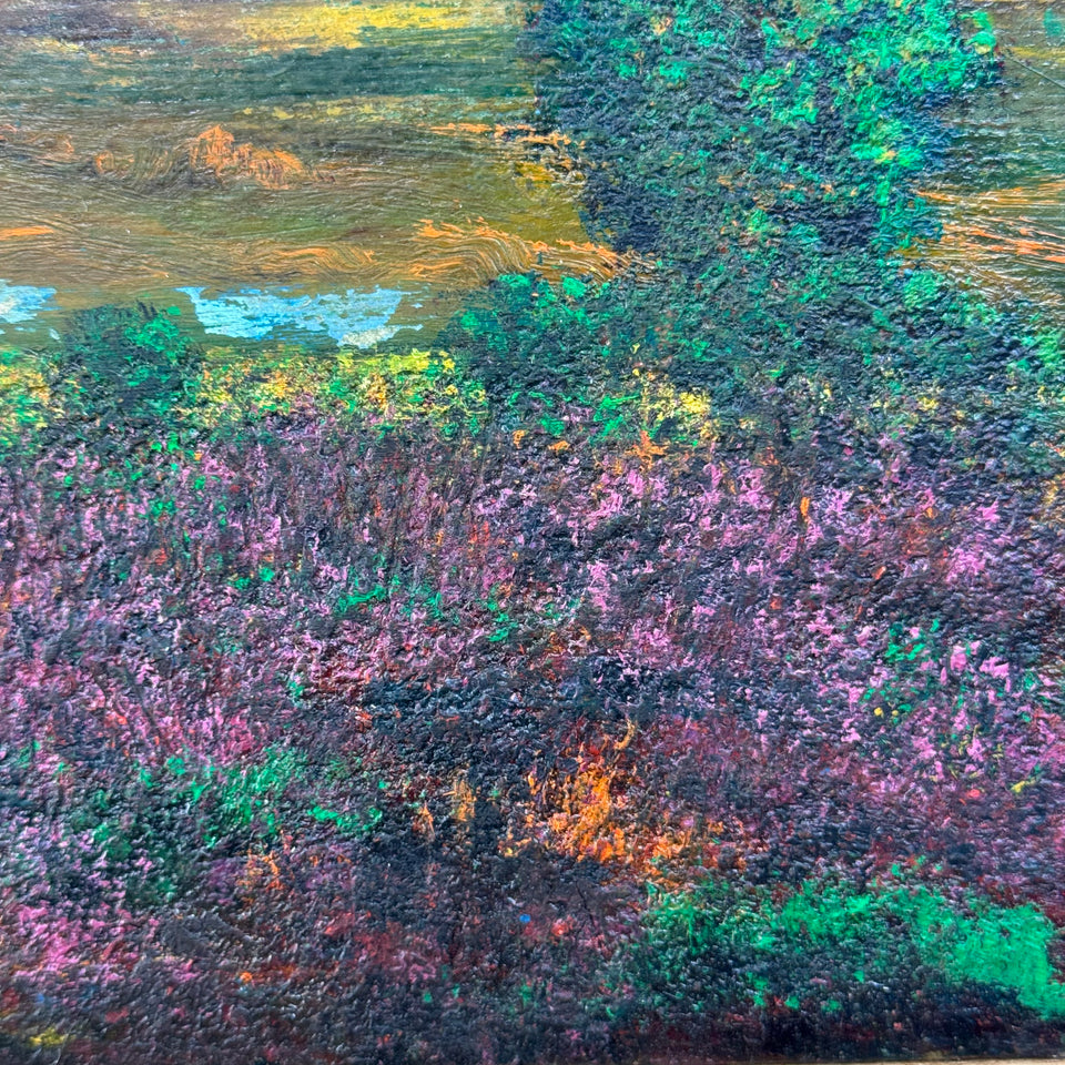 Sunset landscape in Holland - Oil painting on wooden panel by Dutch painter Jan Bakker