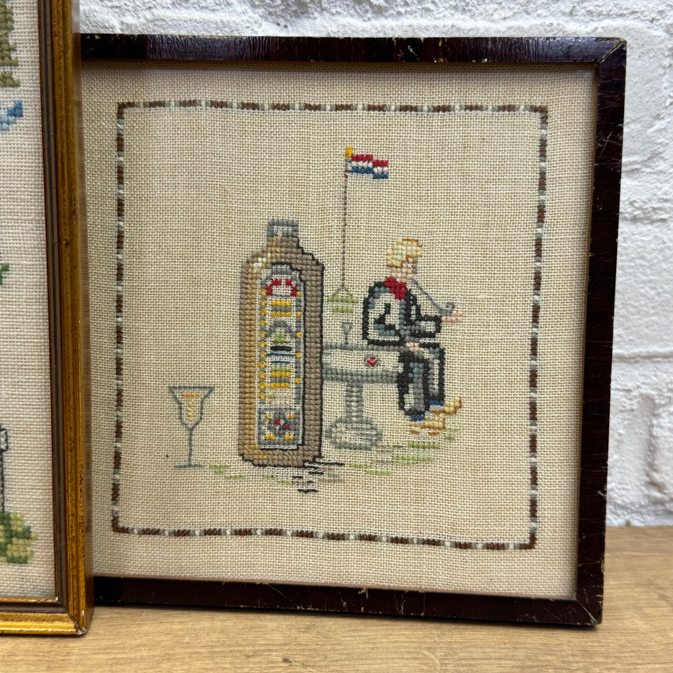 Set of 4 Holland themed Embroideries - Cottonwork from Holland - Framed
