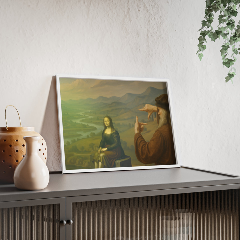 "The discovery of the Mona Lisa by da Vinci"— Classic Art Print with Wooden Frame