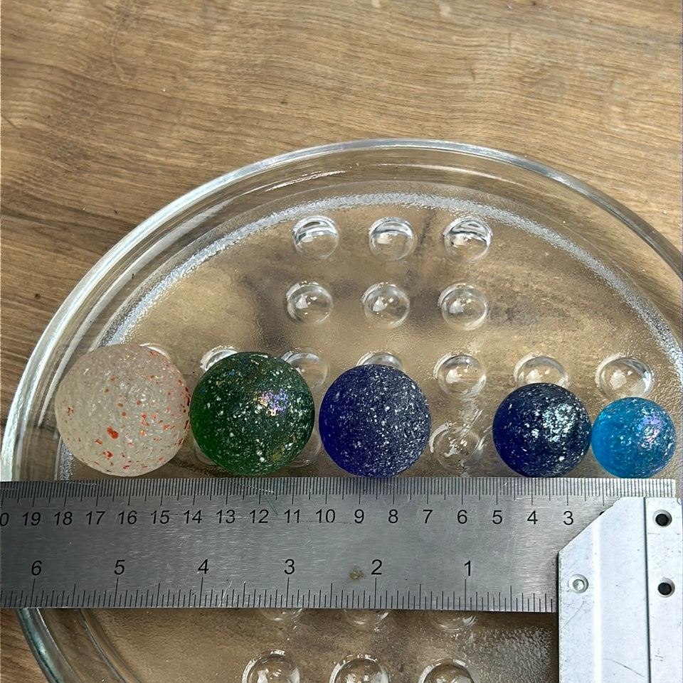Colored Sea Glass marbles set of 5 transparent marbles