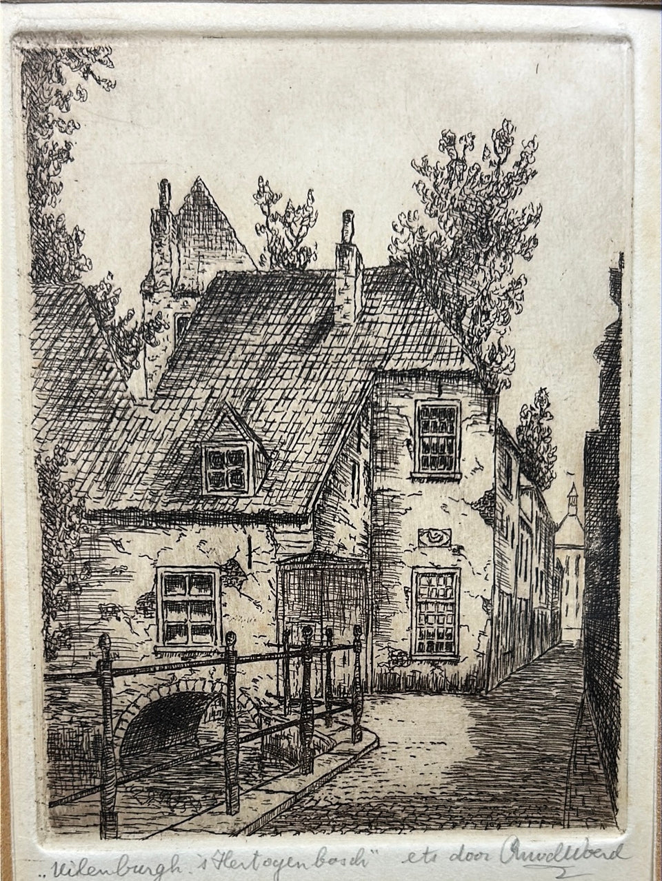 Den Bosch etching print “Uilenburgh ‘s Hertogenbosch” by van der Woerd