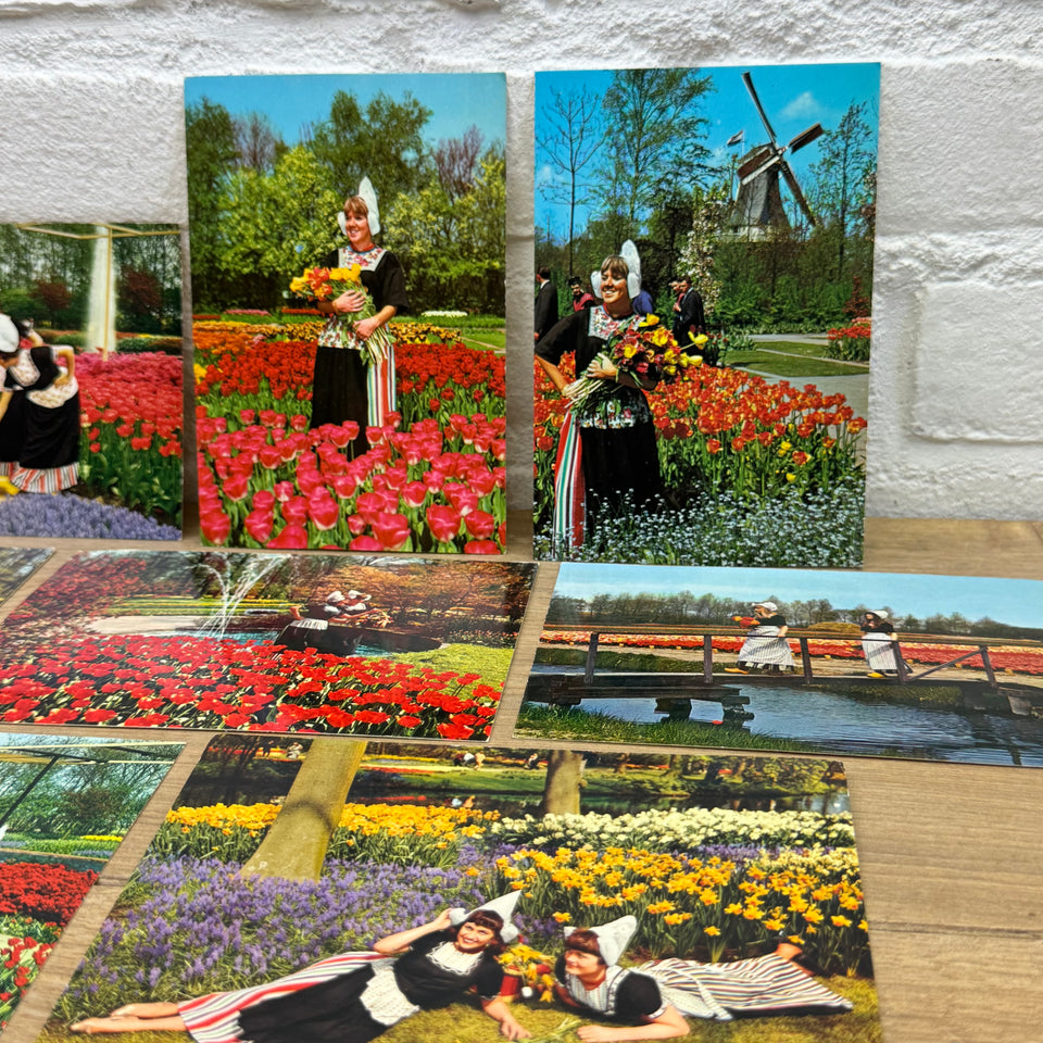 Vintage Keukenhof Flowers Holland postcards - Collection of Dutch Folklore Costume photo cards – Holland’s Traditional Culture Costumes