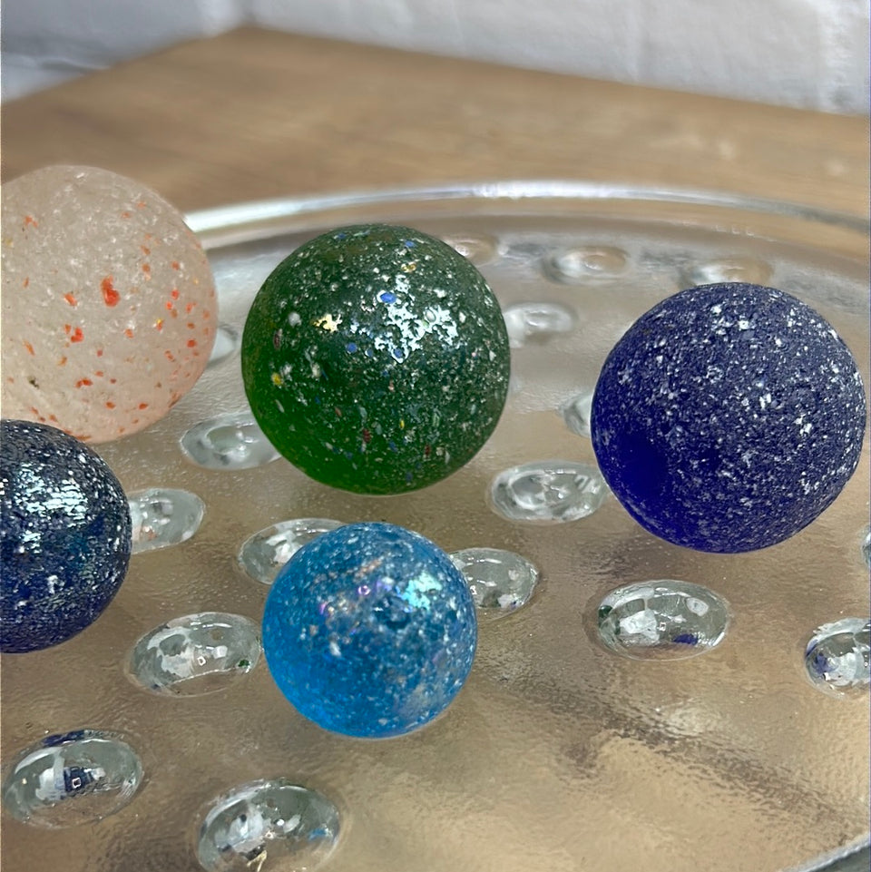 Colored Sea Glass marbles set of 5 transparent marbles