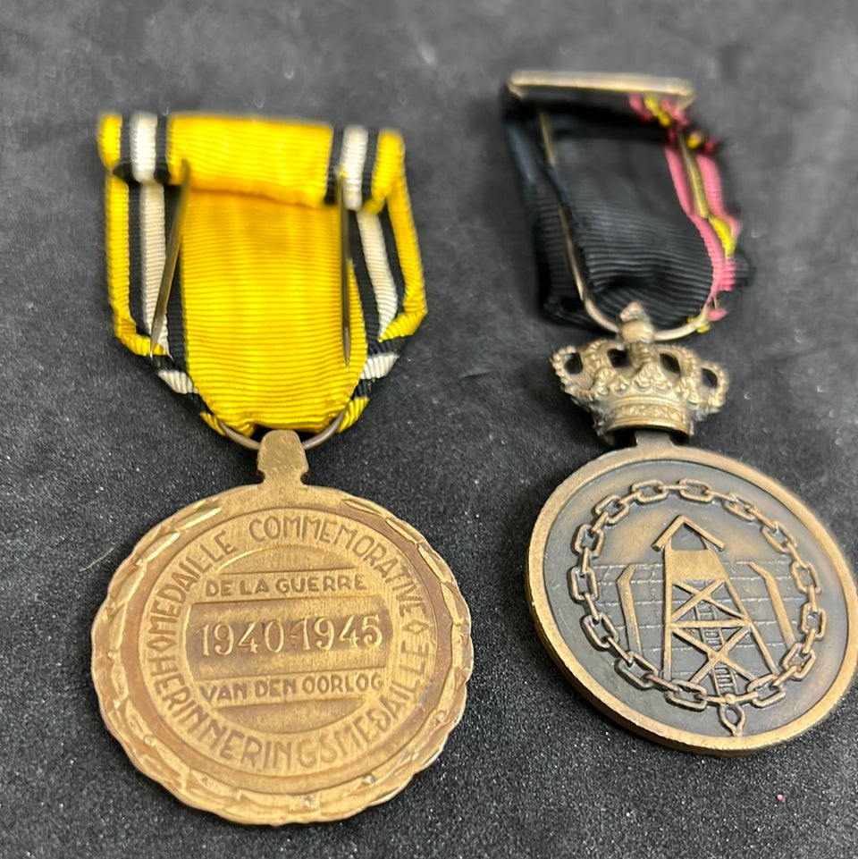 2 Belgian Medals WW2 Bravery Prisoner camp