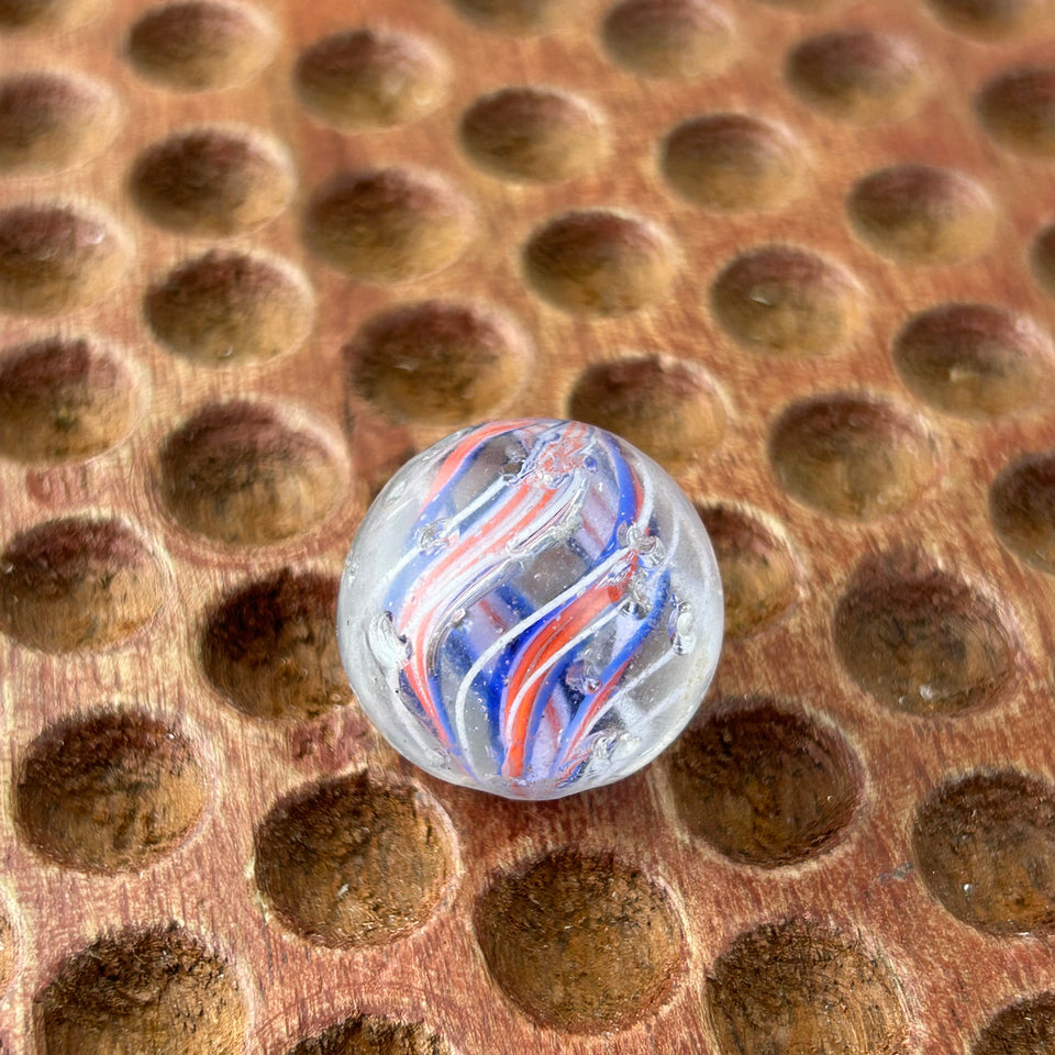 Two Antique handmade German Latino core swirl glass marbles