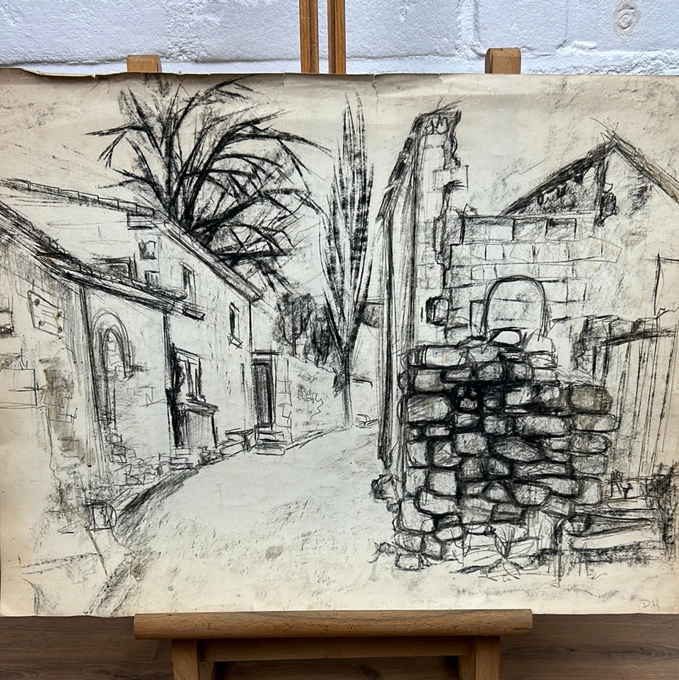 Street coal drawing - Artwork by Dini Henkes (1935-2022)
