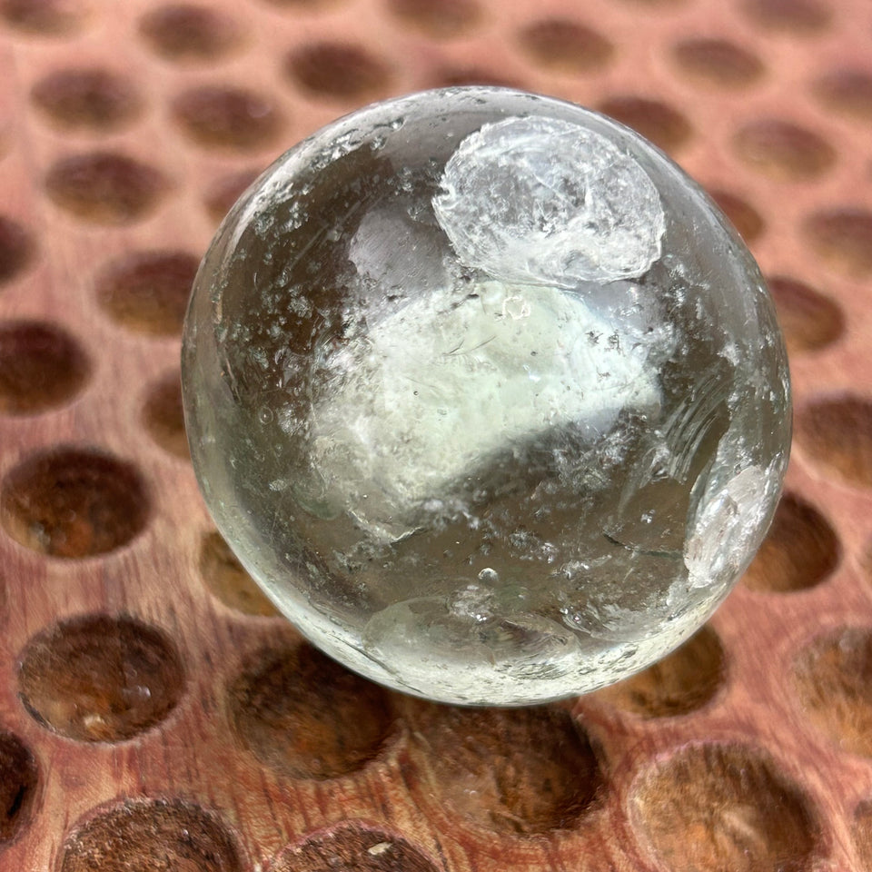 Antique Sulphide Bear Marble - Antique handmade 1.6” inch German sulfide glass marble