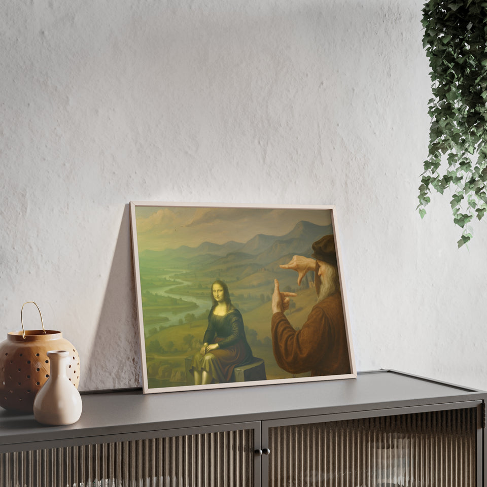 "The discovery of the Mona Lisa by da Vinci"— Classic Art Print with Wooden Frame