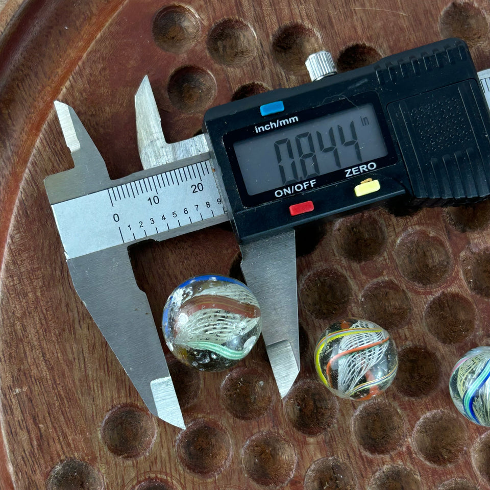 Collection of 5 Antique Latticino Core Swirls marbles - Handmade German glass marble