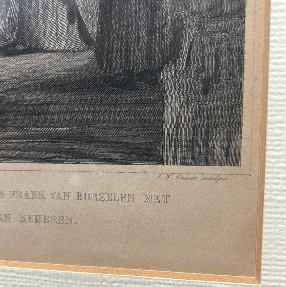 Set of three Antique Dutch prints by J.W. Kaiser o.a. Willem 2 - Aleid van Poelgeest