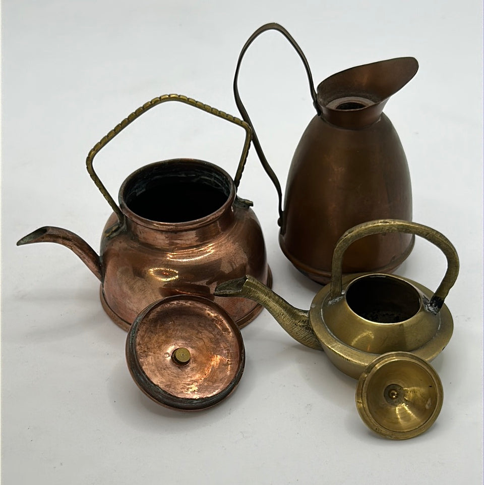 Miniature copper tea pot set