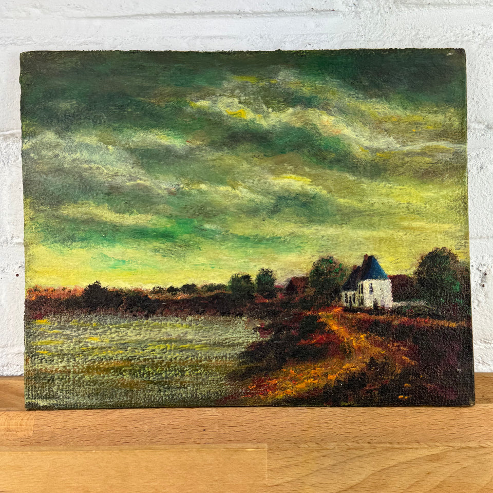 House near the lake - Oil painting by Jan Bakker