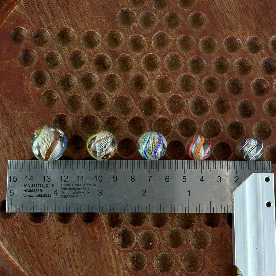 Collection of 5 Antique Latticino Core Swirls marbles - Handmade German glass marble