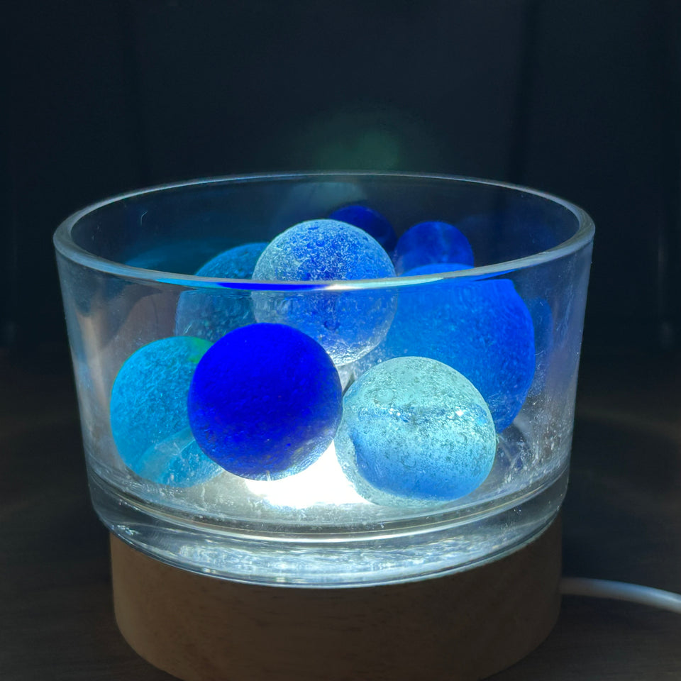 Colored Sea Glass marbles set of 9 transparent marbles
