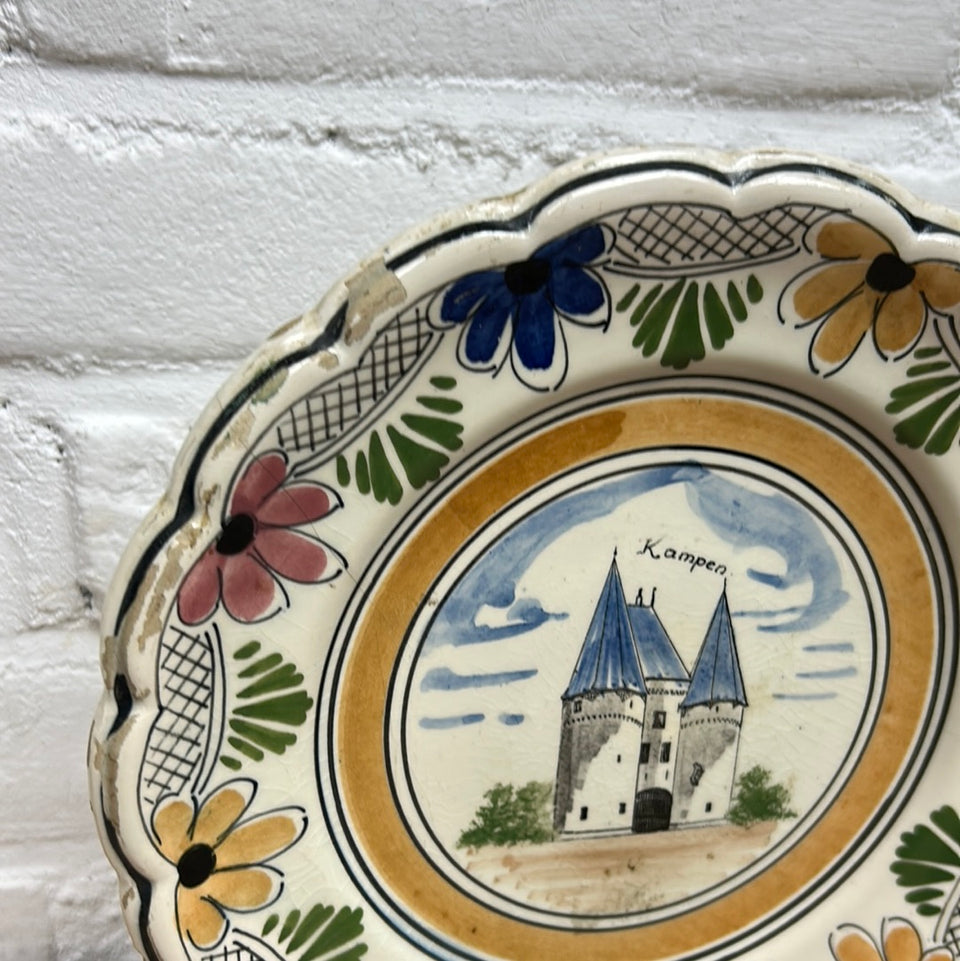 Old Dutch ceramic plate Kampen Holland