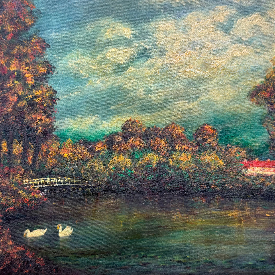 Dutch Lake oil painting by Jan Bakker (1879-1944)