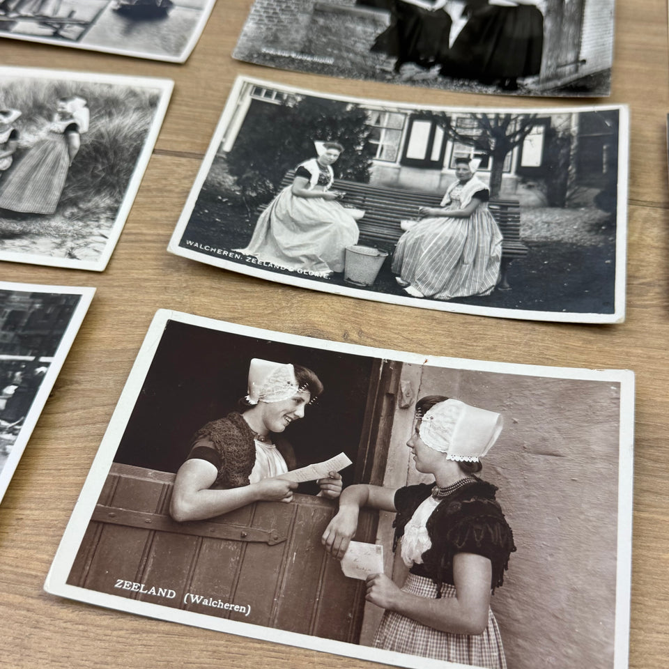 Collection of Antique B&W Holland’s Folklore Costume photocards - High Quality Photo paper a.o. – Holland Traditional Culture Costume Embroideries