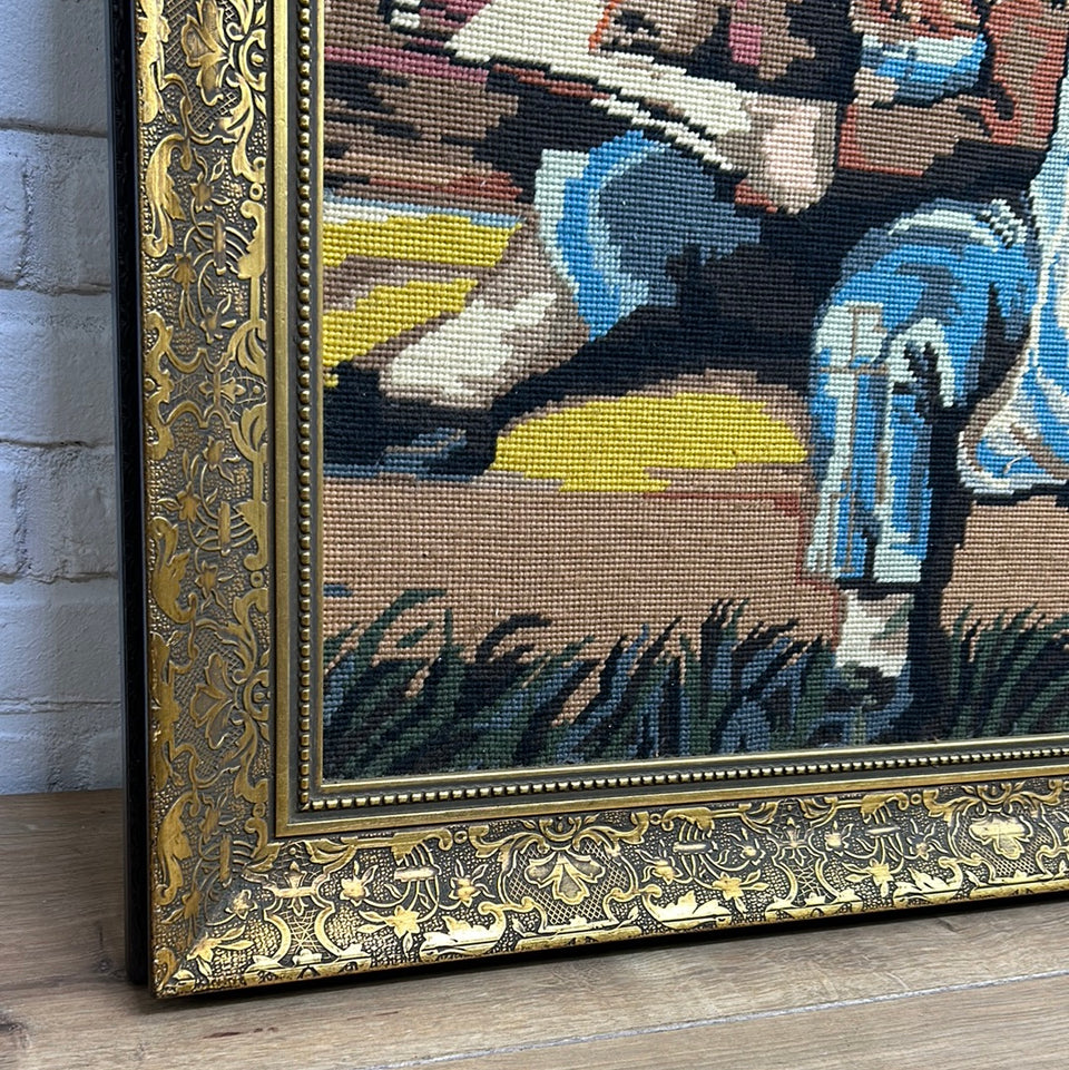 Large framed tapestrie gobelin kids - Embroidery - Cottonwork - Framed