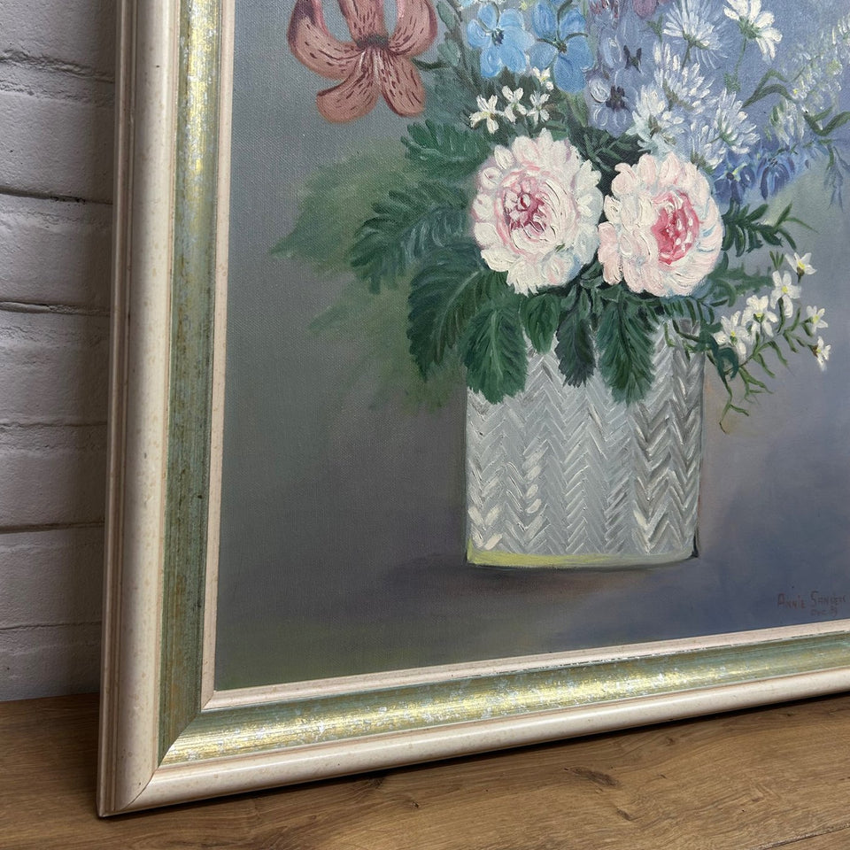 Oil painting - Still life Bouquet with peonies flowers