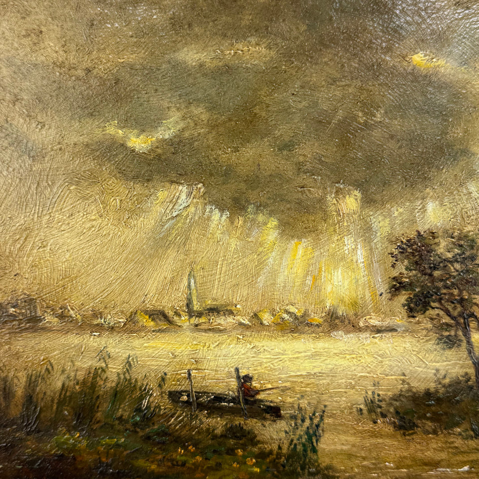 Landscape Dutch clouds - Oil painting by Jan Bakker