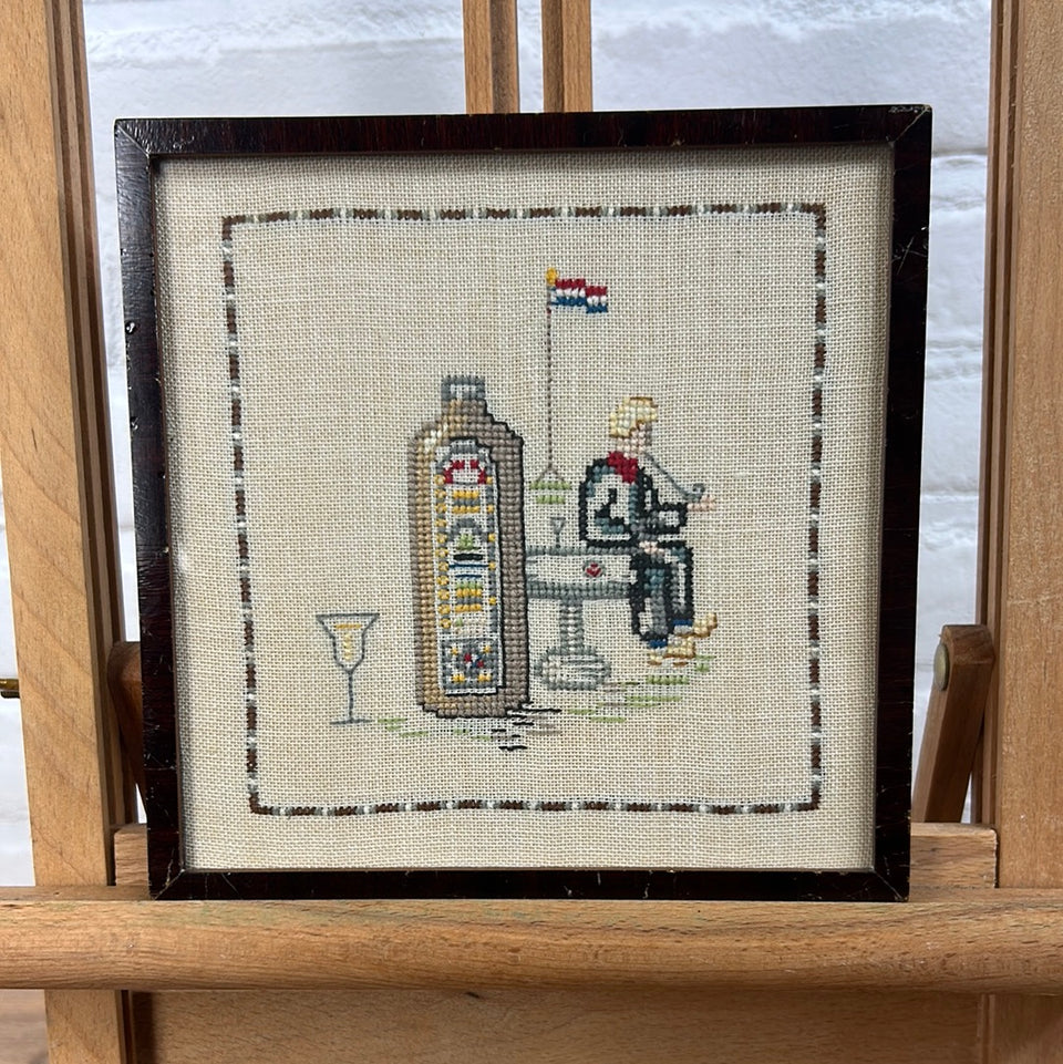 Small Dutch Jenever Embroidery - Tapestry - Patchwork - Cotton work - Framed