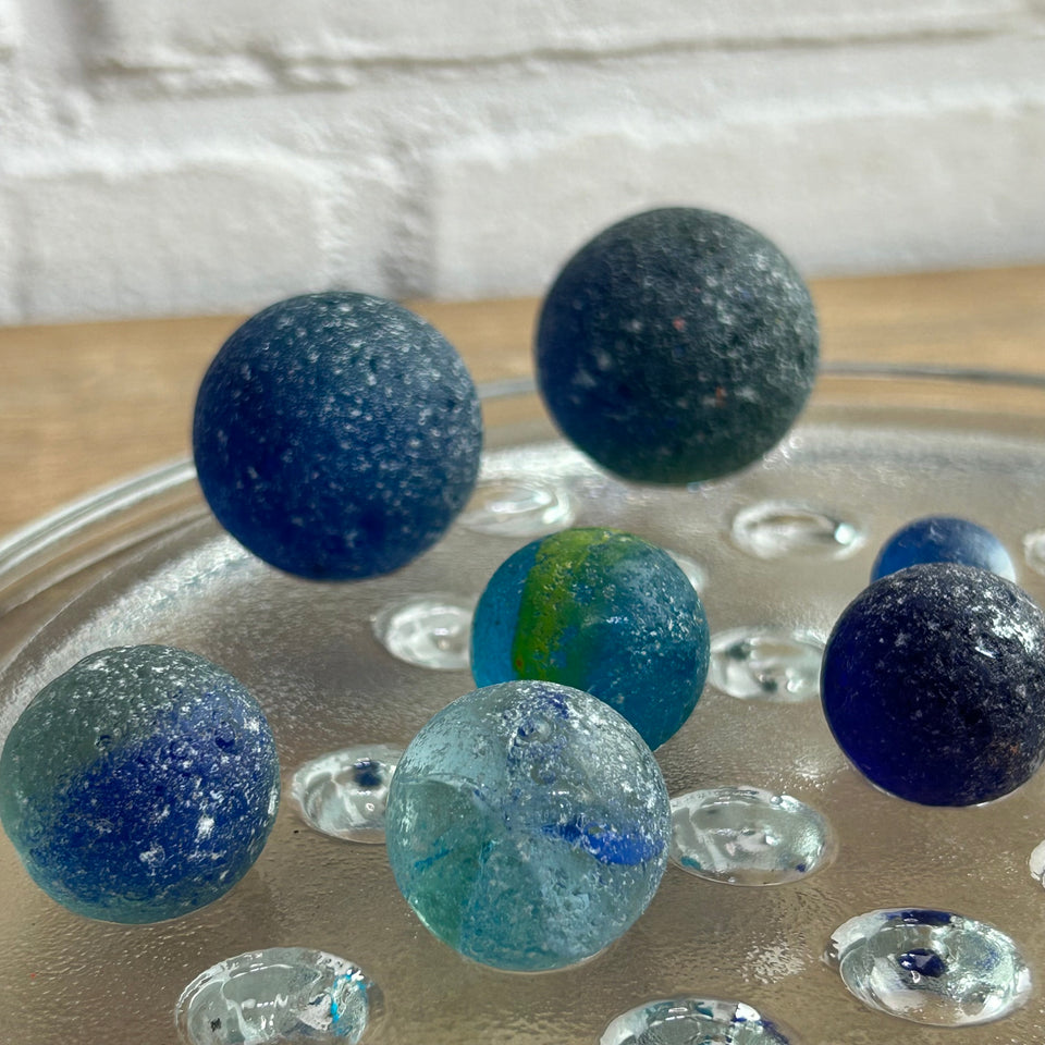 Colored Sea Glass marbles set of 9 transparent marbles