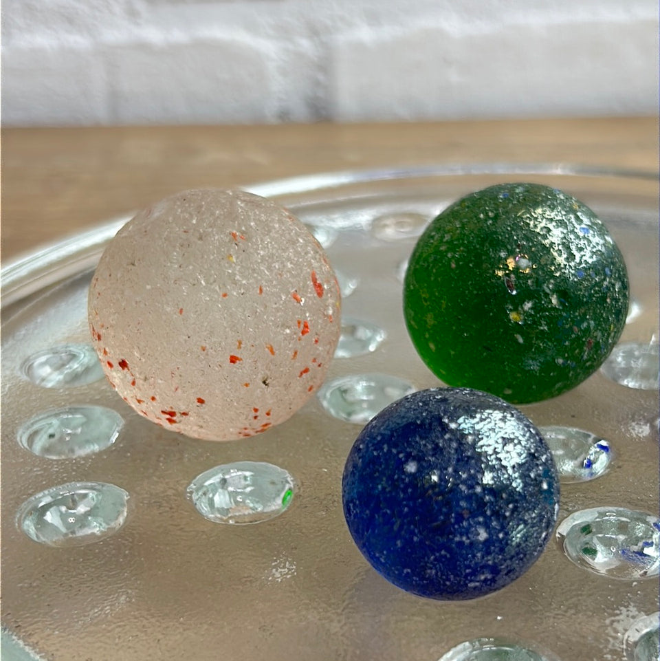 Colored Sea Glass marbles set of 5 transparent marbles